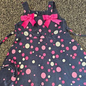 BOGO🎀Jessica Ann Sleeveless Polka Dot Navy Dress- 18M